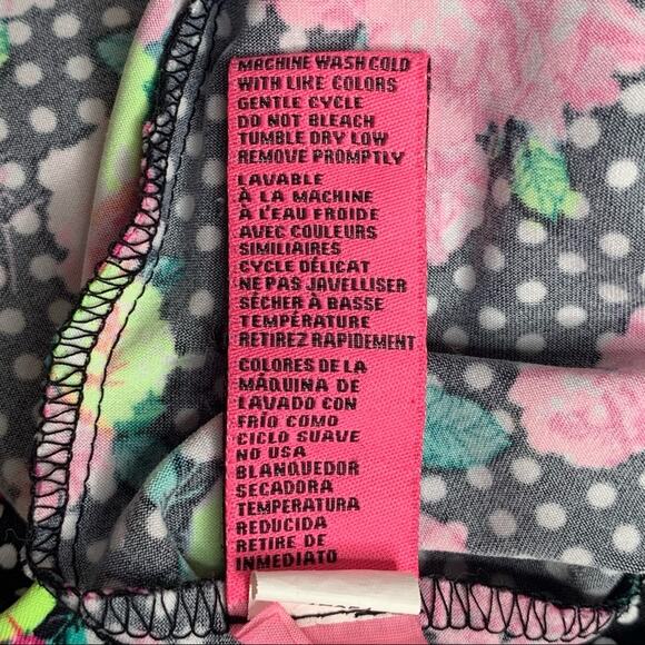 Betsey Johnson Blouse Size M Polka Dot Floral Print Long Sleeve - Picture 10 of 11